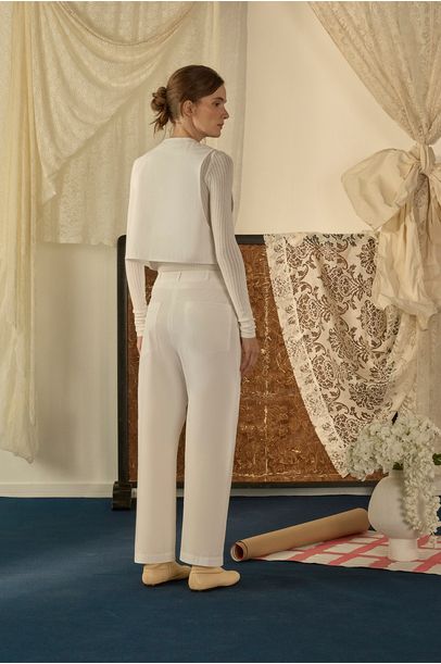 Calça Reta Cotton Supra Paula Raia - BRANCO