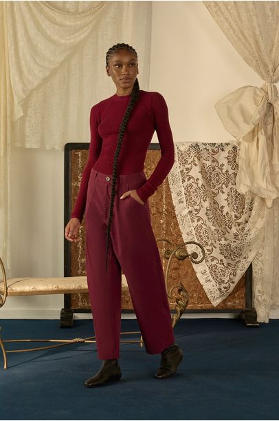 Calça Reta Cotton Supra Paula Raia - VINHO