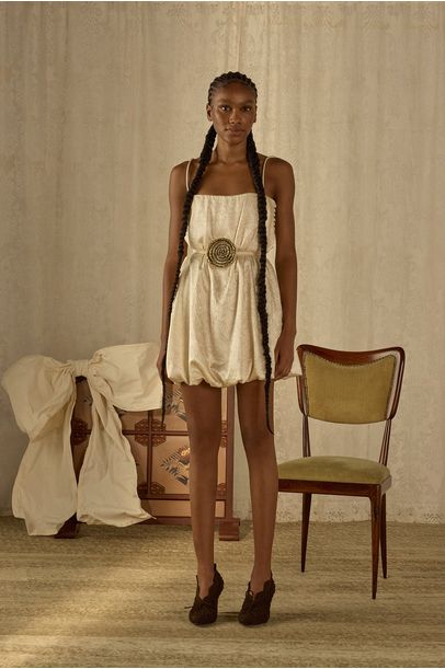 Vestido Mini Cetim Orion Paula Raia - OFF WHITE