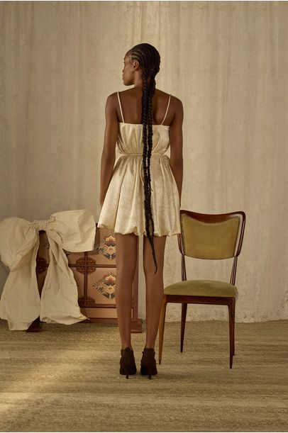 Vestido Mini Cetim Orion Paula Raia - OFF WHITE