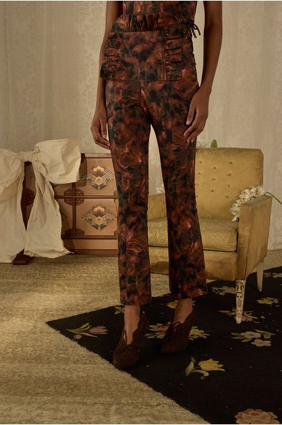 Calça Cigarrete Gabardine Pedras Paula Raia - VINHO