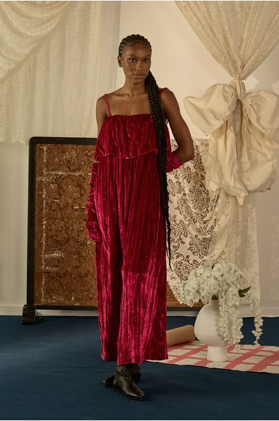 Vestido Longo Veludo Saturno Paula Raia - ROSA