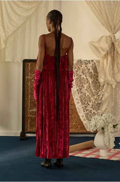 Vestido Longo Veludo Saturno Paula Raia - ROSA
