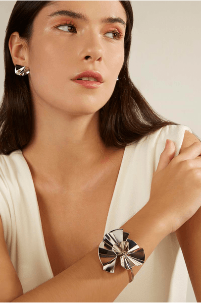 Pulseira Flora Maxi Platina Sarpi - Prata
