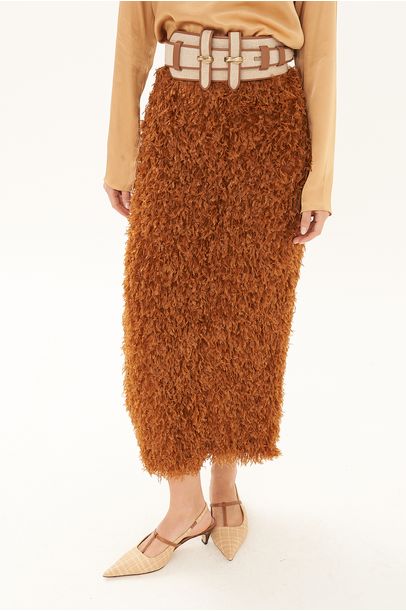 Saia Midi Plume Framed - MARROM