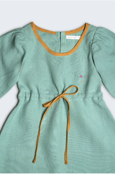Vestido Estrela Linho Laguna Bordado Constelação Oli+Sofi - Azul
