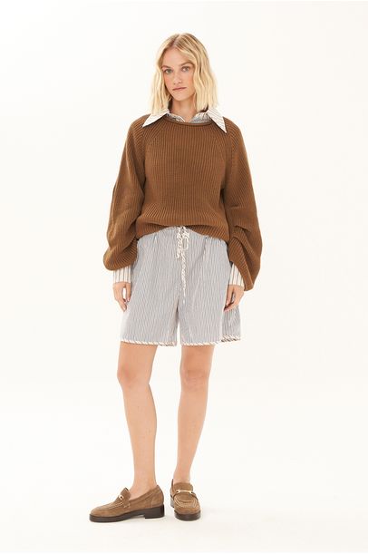 Pull Prega Tricot Egrey - MARROM