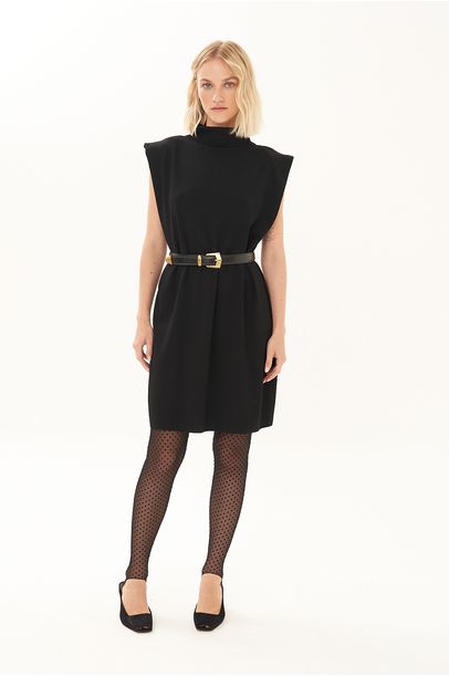 Vestido Curto Ombreira Tricot Egrey - PRETO