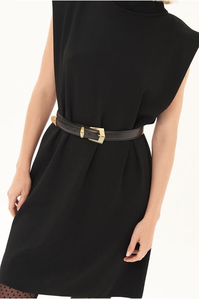 Vestido Curto Ombreira Tricot Egrey - PRETO