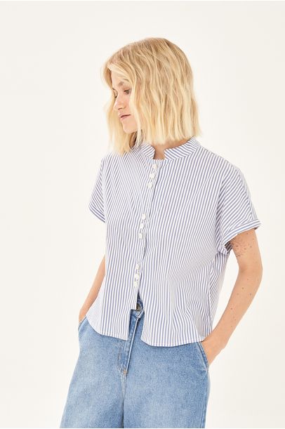 Camisa Mc Stripe Clemence - AZUL