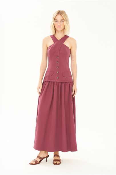 Vestido Midi Domini Clemence - VINHO