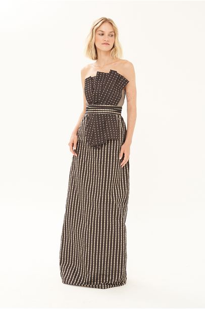 Vestido Longo Leque Fany Rsvp - MARROM