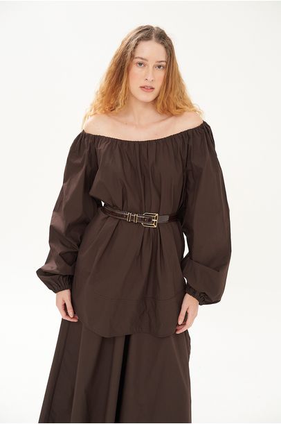Blusa Ml Colossal Algodão Marrom Cho - MARROM