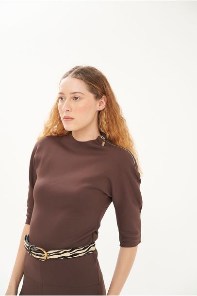 Blusa Ml Vot Francesca - MARROM
