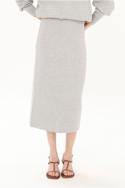 Saia Midi Tricot Neoprene Coven - CINZA