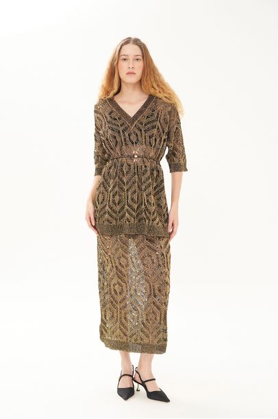 Blusa Ml renda Crisalida Gig - DOURADO