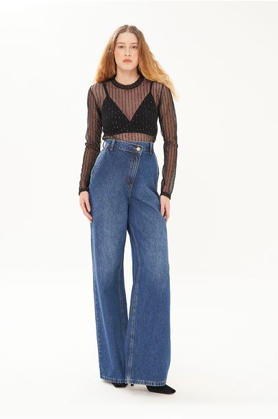 Blusa Ml Tule Drap Kin Lilly Sarti - PRETO