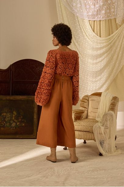 Calça Pantacourt Sarja Kumari Paula Raia - TERRACOTA
