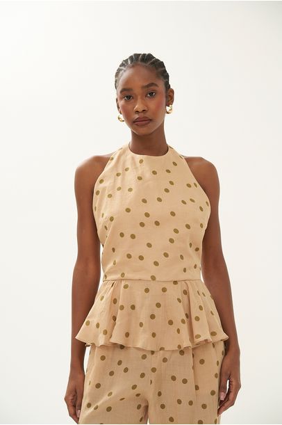 Conjunto Polka Dots Bege All Most Vintage - POA