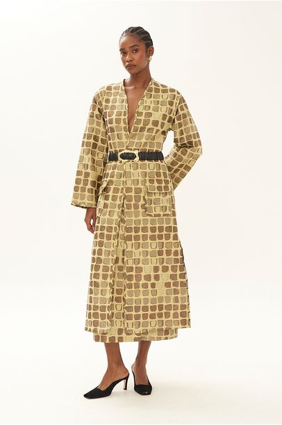 Kimono Jacquard Lurex Cerâmica Lilly Sarti - DOURADO