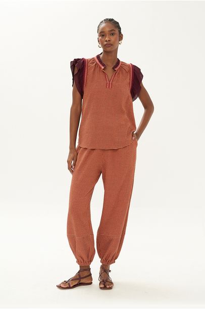 Calça Reta Helena Savy - TERRACOTA