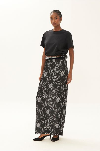 Saia Midi Alamanda Gig - PRETO