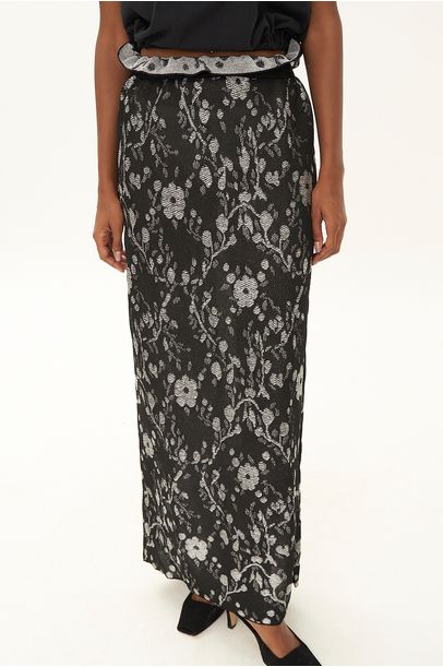 Saia Midi Alamanda Gig - PRETO