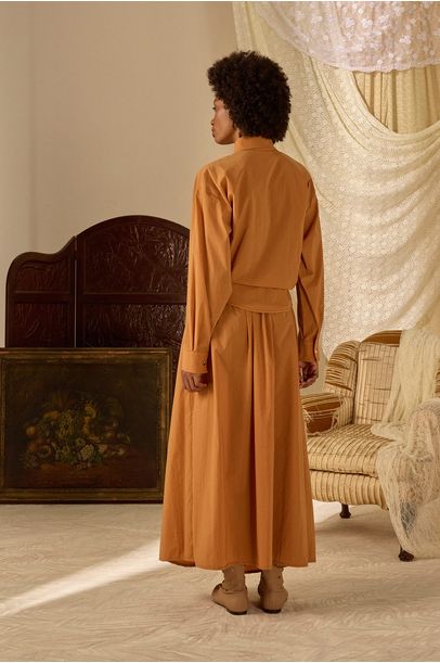 Saia Longa Nylon Ártico Paula Raia - MARROM
