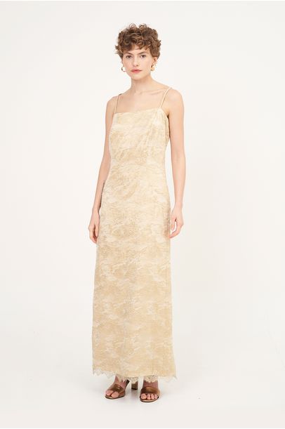 Vestido Renda Ouro Loop Vintage - Dourado