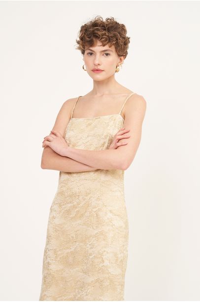 Vestido Renda Ouro Loop Vintage - Dourado