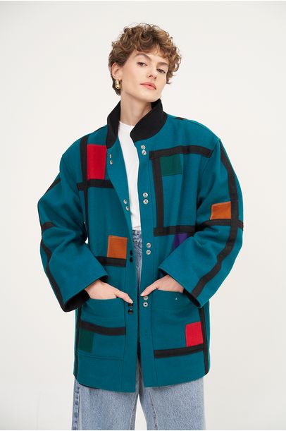 Casaco La Mondrian Loop Vintage - Multicolorido
