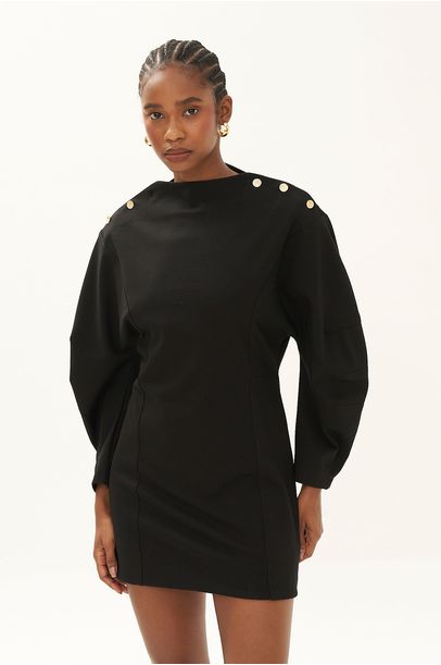 Vestido Mini Origami Crepe Span Lilly Sarti - PRETO