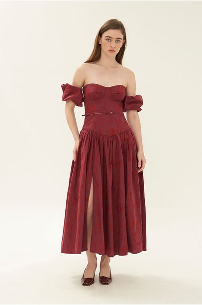 Vestido Midi Malabares Aluf - VINHO