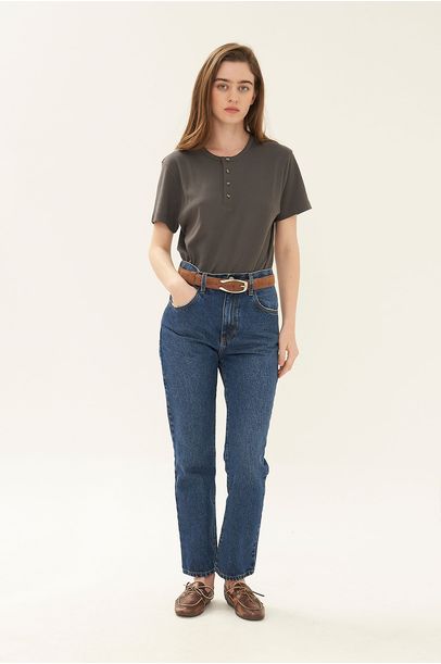 Camiseta Manga Curta Slim Fit Botões Egrey - CINZA