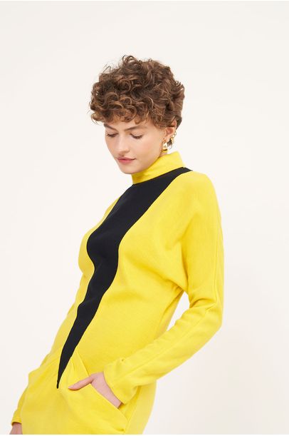 Vestido Amarelo E Preto Loop Vintage - AMARELO