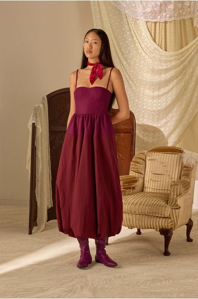 Vestido Midi Nylon Ártico Paula Raia - ROXO