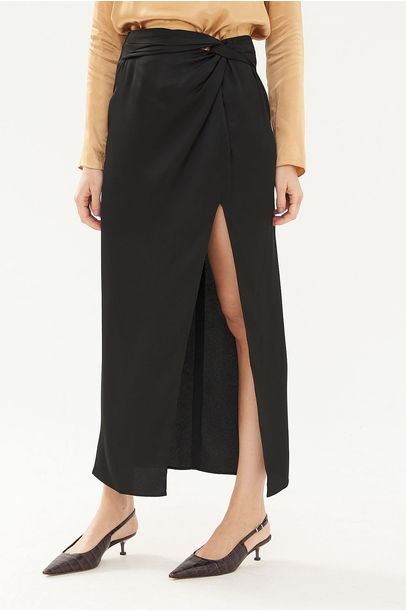 Saia Midi Alicia Framed - PRETO