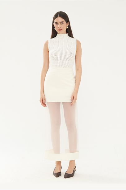 Saia Midi Largana Framed - OFF WHITE
