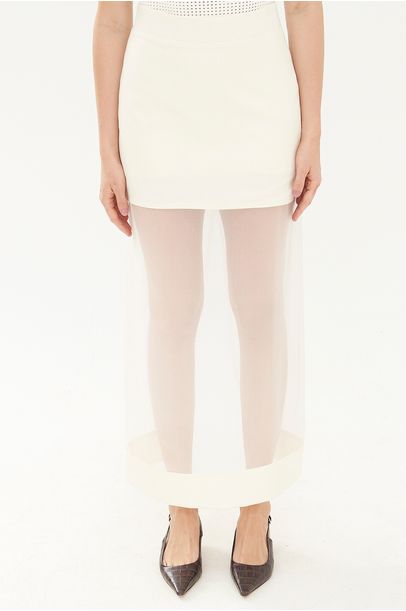 Saia Midi Largana Framed - OFF WHITE