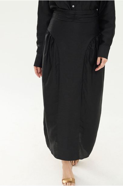 Saia Midi Leine Framed - PRETO