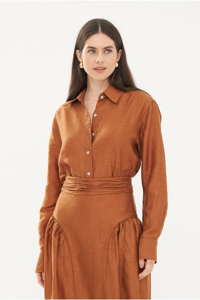 Camisa Leine Framed - CARAMELO
