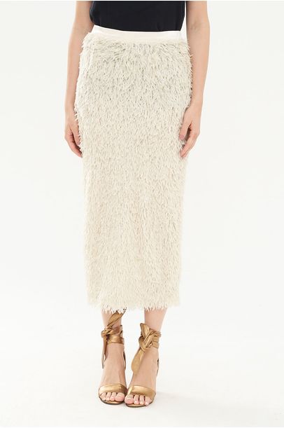 Saia Midi Plume Framed - OFF WHITE