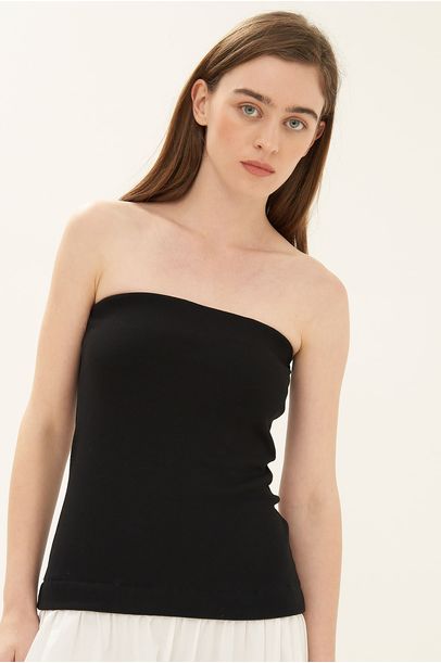 Vestido Midi Strapless Mix Norah Jour Et Nuit - PRETO E BRANCO