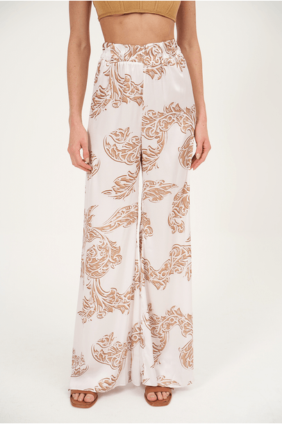 Calça Bruna Estampada Gloss Lette Beachwear - Off White