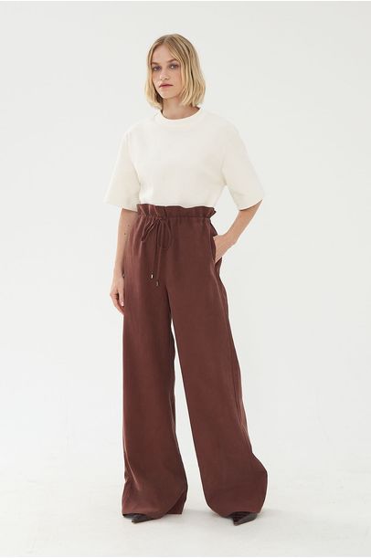 Calça Pantalona Ana Aleha - MARROM