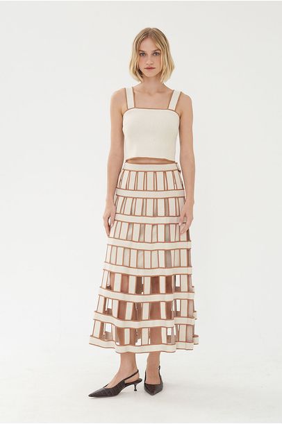 Saia Midi Tessália Aleha - OFF WHITE