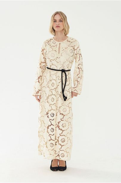 Vestido Manga Longa Elisabeth I Linnen - BEGE