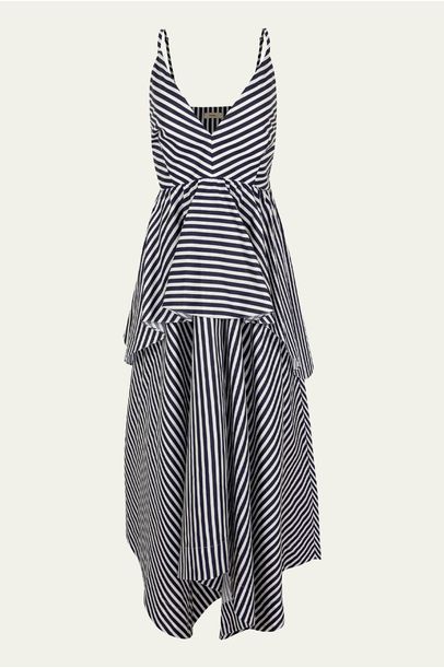 Vestido Pontas Veronica Listrado Off-White/Marinho Olive You - Multicolorido