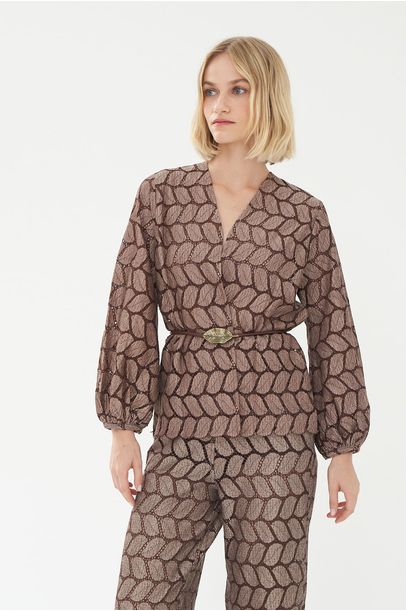 Blusa Manga Longa Cipó Gaitee - MARROM