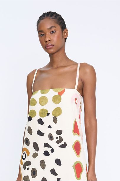 Vestido Longo Dalma Pintas Laura Cangussu - OFF WHITE